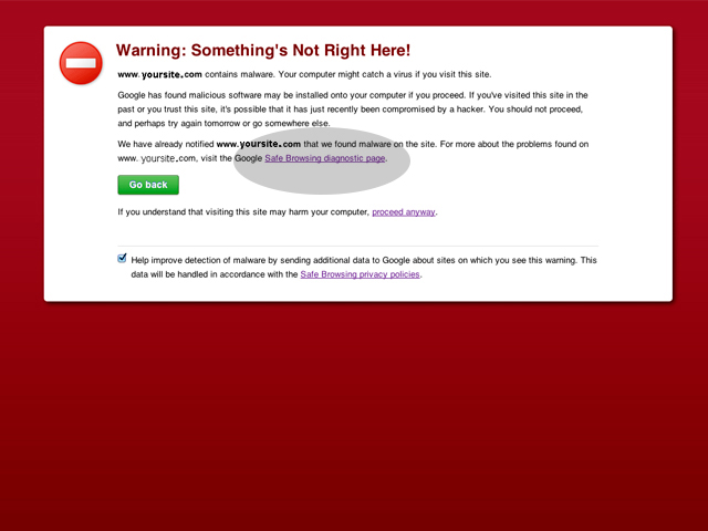 Advertencia que genera google cuando detecta un virus