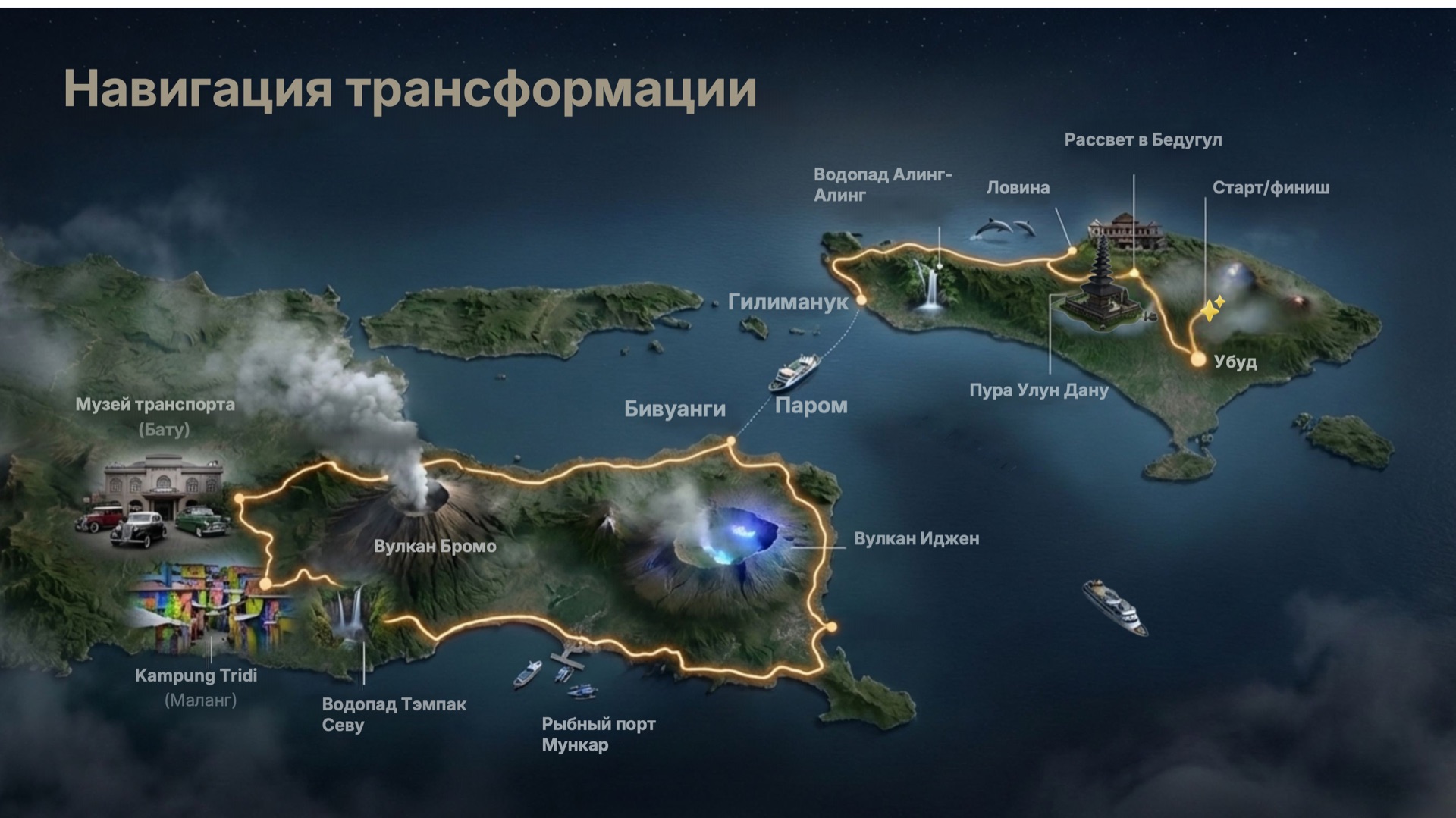Карта маршрута Бали — Ява